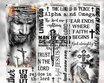 Christian Man Of God 20 oz Skinny Tumbler Sublimation Png File, Bible Verse Skinny Tumbler Design, Religious 20oz Tumbler Wrap, Digital Png