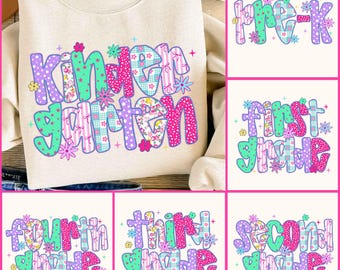 Preppy Back to School Bundle PNG, Coquette Teacher First Day of School Shirt Design, Girly Back to School Teacher, Pre-k 1st/2nd/3rd Grade