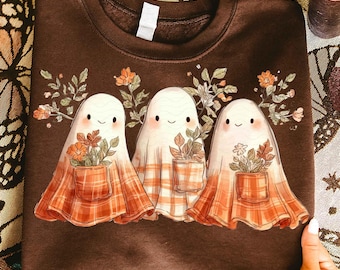 Preppy Floral Ghost Png, Floral Ghost Patchwork png, Fall Pumpkin png, Autumn png, Halloween png, Fall Sublimation, Tis the season png