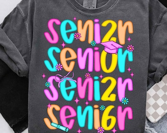 Senior 2026 Preppy PNG, Retro Class of 2026 Graduation Sublimation Design, High School Senior Shirt PNG, Glitter Digital Download