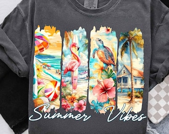 Summer Vibes PNG, Retro Summer Png, Summer Sublimation Designs, Summer Shirt Png, Beach Scene Sublimation PNG, Brushstroke Summer Png