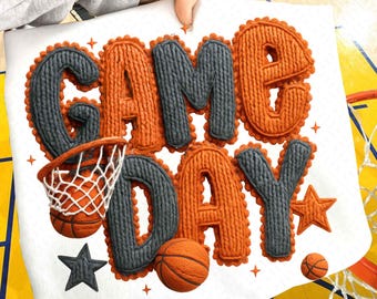 Game Day Basketball PNG, faux yarn basketball Png, Crochet basketball png, Game day Shirt design, basketball season png, basketball mom png