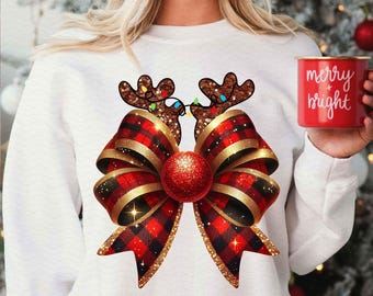 Christmas Coquette Bow Png, Coquette Christmas Png, Reindeer Bow Png, Christmas Sublimation Design, Christmas Shirt Design, Santa Png