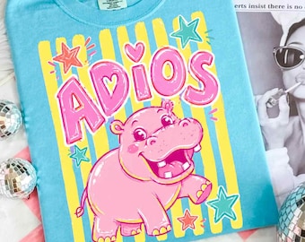 Adios Hippos Png, Striped Hippo Png, Last Day Of School Png, End Of The Year Png, Spanish Teacher Png, Preppy Hippo Png, Retro Hippo Png