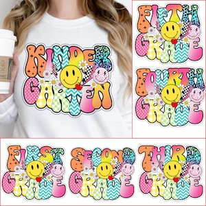 Retro Back to School Bundle, Kindergarten, First Day Of School, School Png, Retro PNG, First/Second/Third Grade Design, School Bundle Png