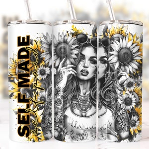 Badass Bitch 20Oz Tumbler Wrap, Sublimation Design Templates, Straight Png Digital Download, Skull Tumbler for Straight/Tapered Tumbler PNG