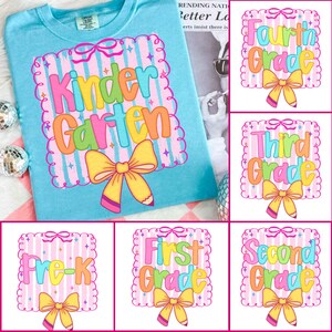 Preppy Back to School Bundle Png, Coquette Teacher First Day of School Shirt Design, Girly Checkered Sublimation, Pre-k 1st/2nd/3rd Grade