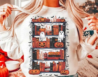 Halloween Library Png, Ghost Books Halloween Png, Teacher Halloween png, Book Lover shirt, Halloween Reading png, Book Club, Halloween Ghost
