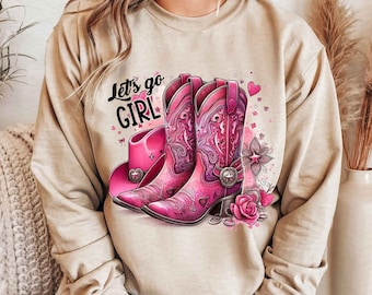 Let's Go Girls Svg, sublimatie ontwerp, cowgirl laarzen clipart, cowgirl hoed digitaal beeld, western png, T-shirt Svg, Instant Download png