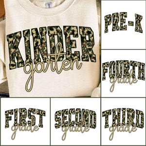 Retro Back to School Boys Old Camo PNG Bundle, Kindergarten Design, First Day PNG, Pre-K to Third Grade Png,School Boy Sublimation