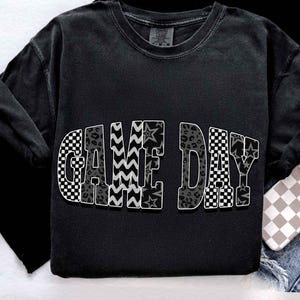 Game Day PNG, Black White Game Day Shirt Design, Checkered Star Football PNG, Retro Sports Sublimation Download