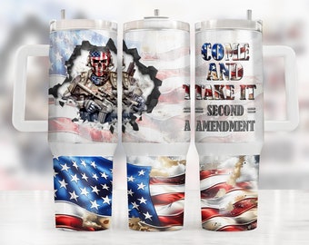 Envoltório de copo de quencher patriótico de 40 onças, Segunda alteração 40 onças Tumbler Png, designs de sublimação de 40 onças, Seamless Png, venha e pegue