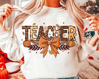 Teacher Fall Coquette Png, Teacher Autumn Doodle Png, Teach Love Inspire Png, Fall Teacher Gift, Back To School, Teacher Appreciation Gift