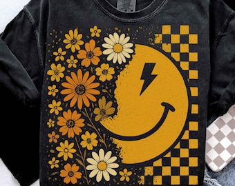 Floral Fall Smiley Face Png, Fall Png, Fall Pumpkin Sublimation Png, Thanksgiving Png, Autumn Png, Fall Shirt, Pumpkins, Boho Png,Floral Png