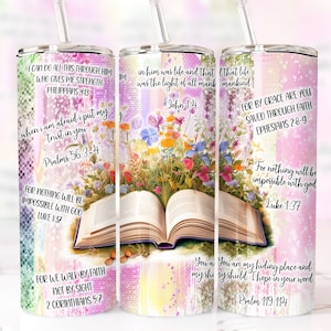 Bible Verses 20 oz Skinny Tumbler Christian Tumbler Wrap PNG Affirmations Tumbler, Faith Tumbler PNG, Religious Tumbler Design, Download