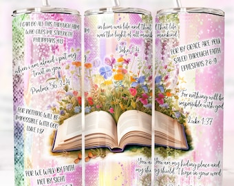 Versículos de la Biblia 20 oz Vaso flaco Vaso cristiano Envoltura PNG Afirmaciones Vaso, Vaso de fe PNG, Diseño de vaso religioso, Descargar
