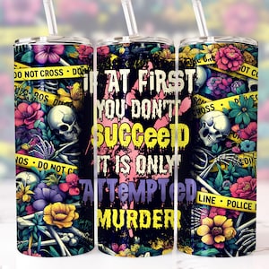 True Crime Murder Mystery 20 oz Skinny Tumbler Wrap Sublimation Design, Reading Tumbler, Book Lovers Tumbler, Digital Download PNG