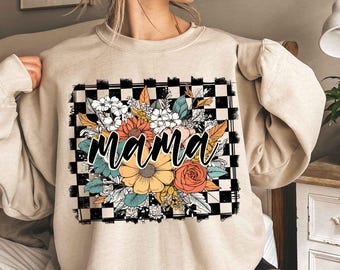 Mama checkers png, retro mama png, mama png, mama sublimation, floral mama png, mama dtf transfer, mothers day png, mama shirt png, mom png