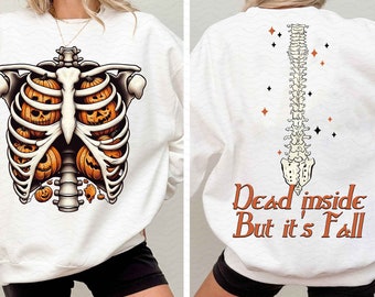 Dead Inside But It's Fall PNG, Skeleton Fall png, Pumpkin png, Fall png, Fall Pumpkin png, Autumn png, Skeleton png, retro, fall 2 files