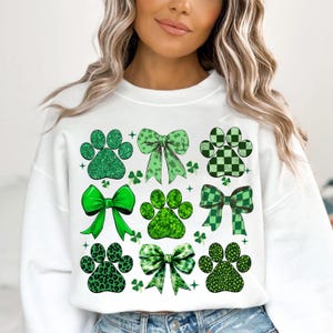 Dog St Patricks Coquette Png, Dog Mom Png, St Patrick&#39;s Day Png, Dog Paw Print Shamrock Png, St Patrick Shirt Design, Dog Lover Gift