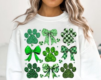 Dog St Patricks Coquette Png, Dog Mom Png, St Patrick's Day Png, Dog Paw Print Shamrock Png, St Patrick Shirt Design, Dog Lover Gift