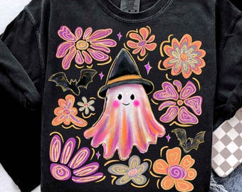 Floral Ghost Halloween Png, Halloween Png, Boho Floral Halloween Png, Floral Boho Boo Png, Spooky Season Png, Horror Halloween Costume Png