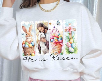 Ha resucitado PNG, Retro Pascua Png, Mateo 28:6, Pascua cristiana png, Pascua Jesús png, Versículo bíblico Png, Pincelada de Pascua, Conejito de Pascua