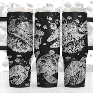 Turtle Tumbler Wrap Laser Svg, 40oz Laser Engraved Sea Baby Turtle Tumbler, Laser Engraving Svg, Summer 40 oz Tumbler Laser File Svg Design