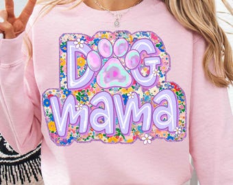 Dog Mama Png, Preppy Dog Mom Flower Png, Mama Png, Mom Life Png, Dog Coquette Png, Dog Mama Shirt Png, Dog Gifts, Gift for mother, Glitter