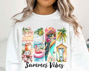 Summer Vibes PNG, Retro Summer Png, Beach Scene Sublimation PNG, Summer Sublimation Designs, Summer Shirt Png, Brushstroke Summer Png