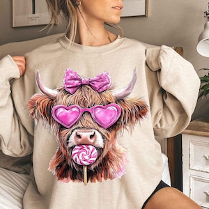 Highland Cow png, Valentine Coquette Png, Valentine&#39;s Day, Retro Valentine Png, Valentine Heart Png, Love Png, Sublimation Designs