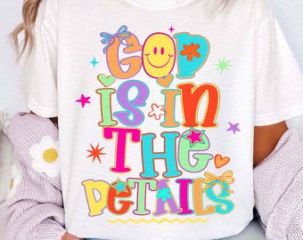 Preppy God zit in de details Glitter png, religieuze png, trendy png, neon smiley png, millennial png, coquette png, handgeletterde png