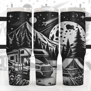 Camping Tumbler Wrap Laser Svg, 40oz Laser Engraved Tumbler Wrap, Camping Laser Engraving Svg, Outdoor 40 oz Tumbler Laser File Svg Design