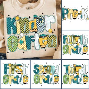 Retro Back to School Boys PNG Bundle, Kindergarten Kid Design, First Day Shirt PNG, Pre-K to Fourth Grade Png, School Boy Sublimation File