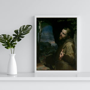 Catholic Art | Saint Francis of Assisi  | Digital Replica of Vintage Oil on Canvas | Instant Download Painting 1600-1604