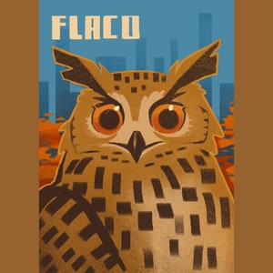 Flaco New York Eurasian Eagle Owl Illustrated Print 5"x7"