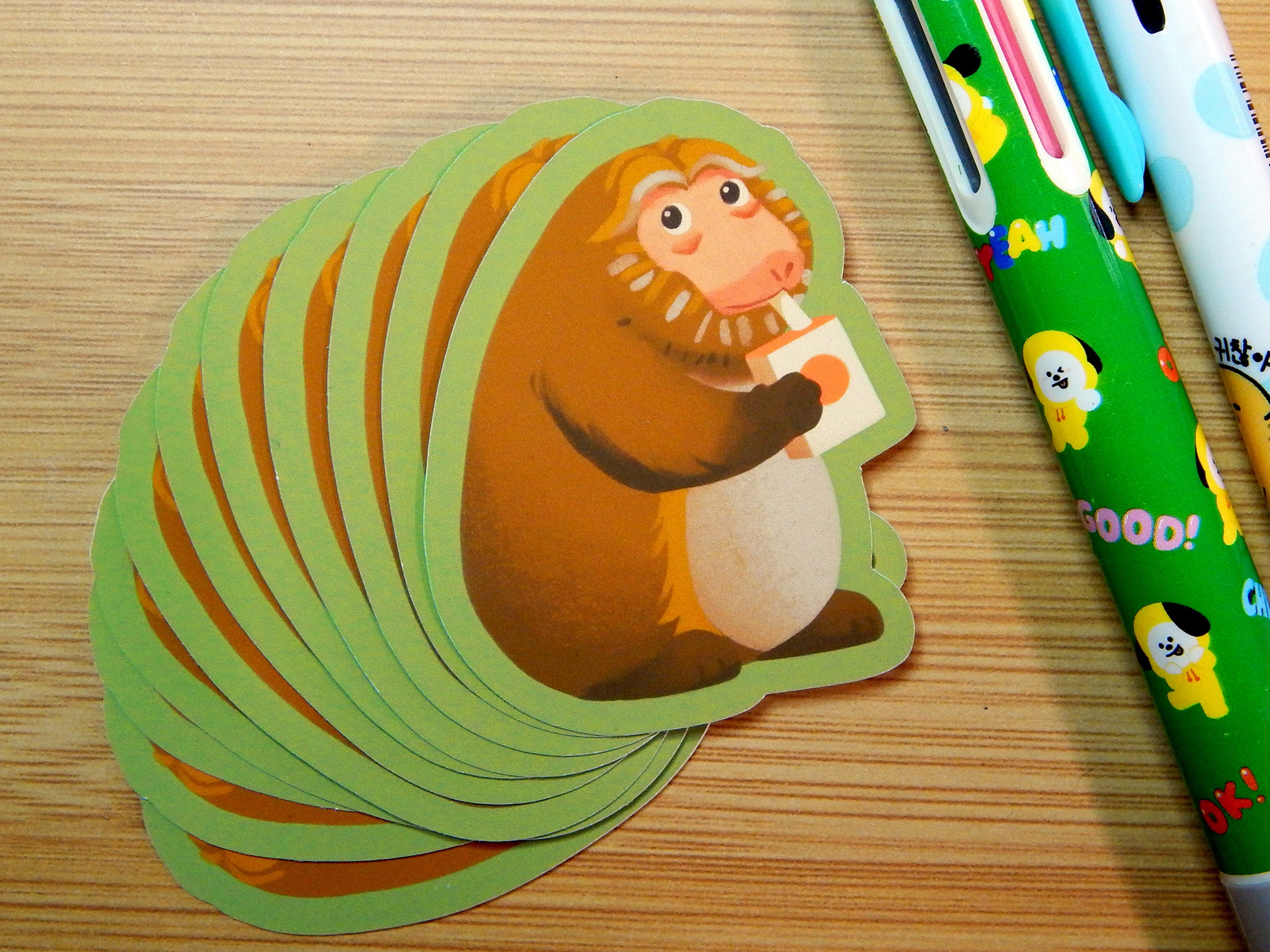 Xing Xing Monkey Drinking Juice Waterproof Vinyl Sticker - Etsy
