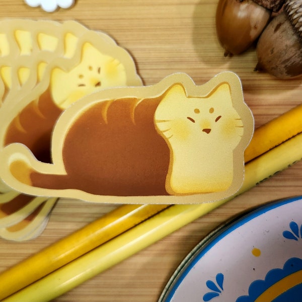 Cute Bread Loaf Cat Waterproof Vinyl Sticker