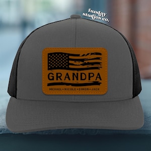 American Flag Grandpa Hat, Custom Grandpa Hat, Personalized Grandpa Gift, Father&#39;s Day Gift, Custom Grandpa Baseball Cap, (FH-14)