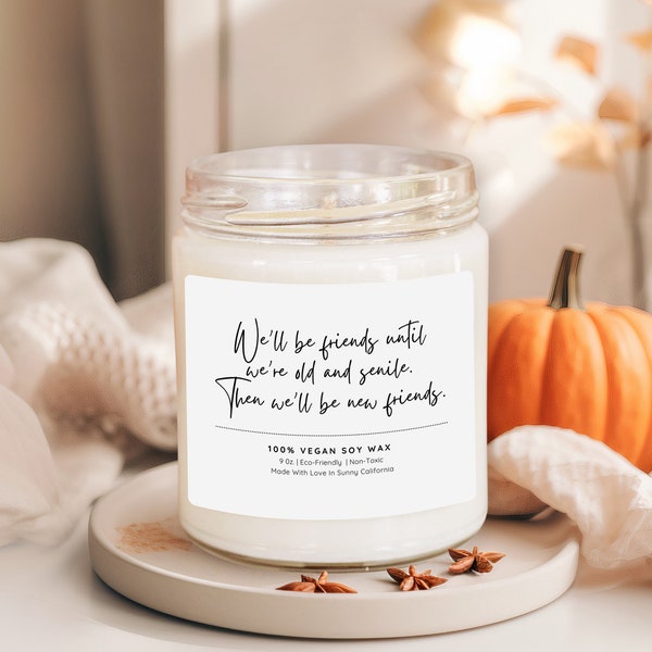 We'll Be Friends Until We're Old And Senile Candle, Best Friend Candle, Birthday Gift for Friends, Friendship Candle, Funny Candles Gift