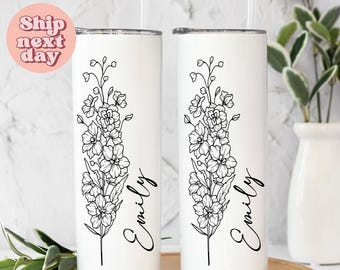 Vaso personalizado para el Día de la Madre, con diseño floral y nombre, regalo único para mamá, elegante, 20 oz (TU-279)