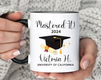 Mastered It Coffee Mug, Graduation Mug, Personalized Master Degree Mug, MS in Science Graduate Gift, College Graduate Gift, (MU-186 MASTER)