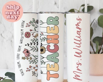 Personalized Teacher Tumbler With Name, Favorite Teacher To Go Cup, Best Teacher Ever Present, Cute Tumbler For Teacher, (TU-39 Teacher)