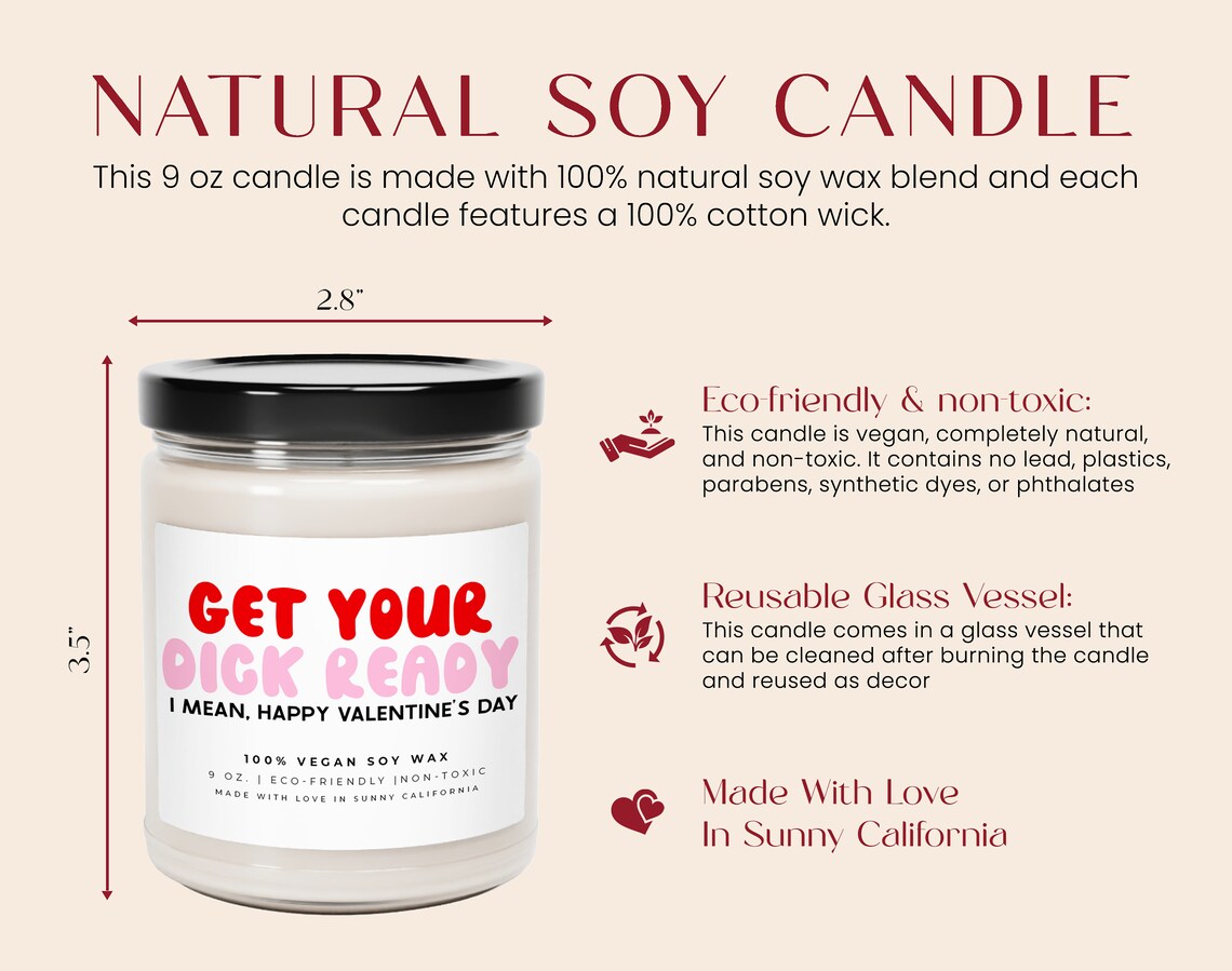 Get Your Dick Ready Scented Candle, Funny Husband Boyfriend Gift, Dirty