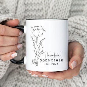 Mug Marraine personnalisé Est 2024 • Mugs de baptême pour marraine • Mug marraine • Idées cadeaux marraine • Mugs de baptême (MU-60MARRAINE)