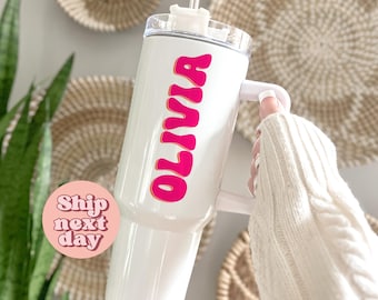 Personalized 40oz Tumbler for Birthday Gift, Custom Name Gift For Her, 40oz Tumbler With Handle, Bridesmaid Gift Idea(TU-411)