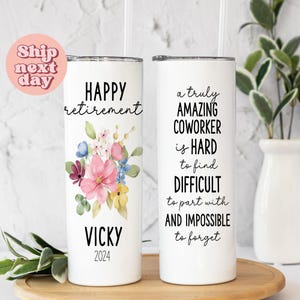 Personalized Happy Retirement Tumbler, Retirement Present Tumbler With Message, Custom Tumbler Wrap Gift For Coworker, (TU-111)