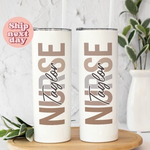 Nurse Personalized Tumbler •Custome Nurse Name Tumbler •Gift for Nursing Student •Nurse Assistant Cup •Tumbler with Straw •(TU-27 Nurse)