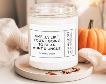 Smells Like You're Going to be An Aunt & Uncle Candle, Pregnancy Announcement Candle, Baby Shower Gift, New Auntie Uncle Candle, (PC-3FAM)