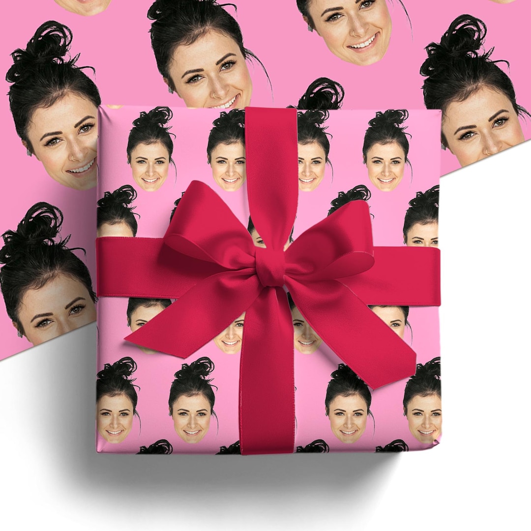 Funny Gift for Boyfriend, Custom Face Print Gift Wrapping Paper, Unique — free download